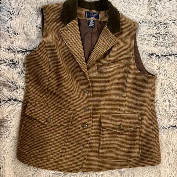 Vintage 1980's Twead Vest with Corduroy Collar  XL - Picture 2 of 11